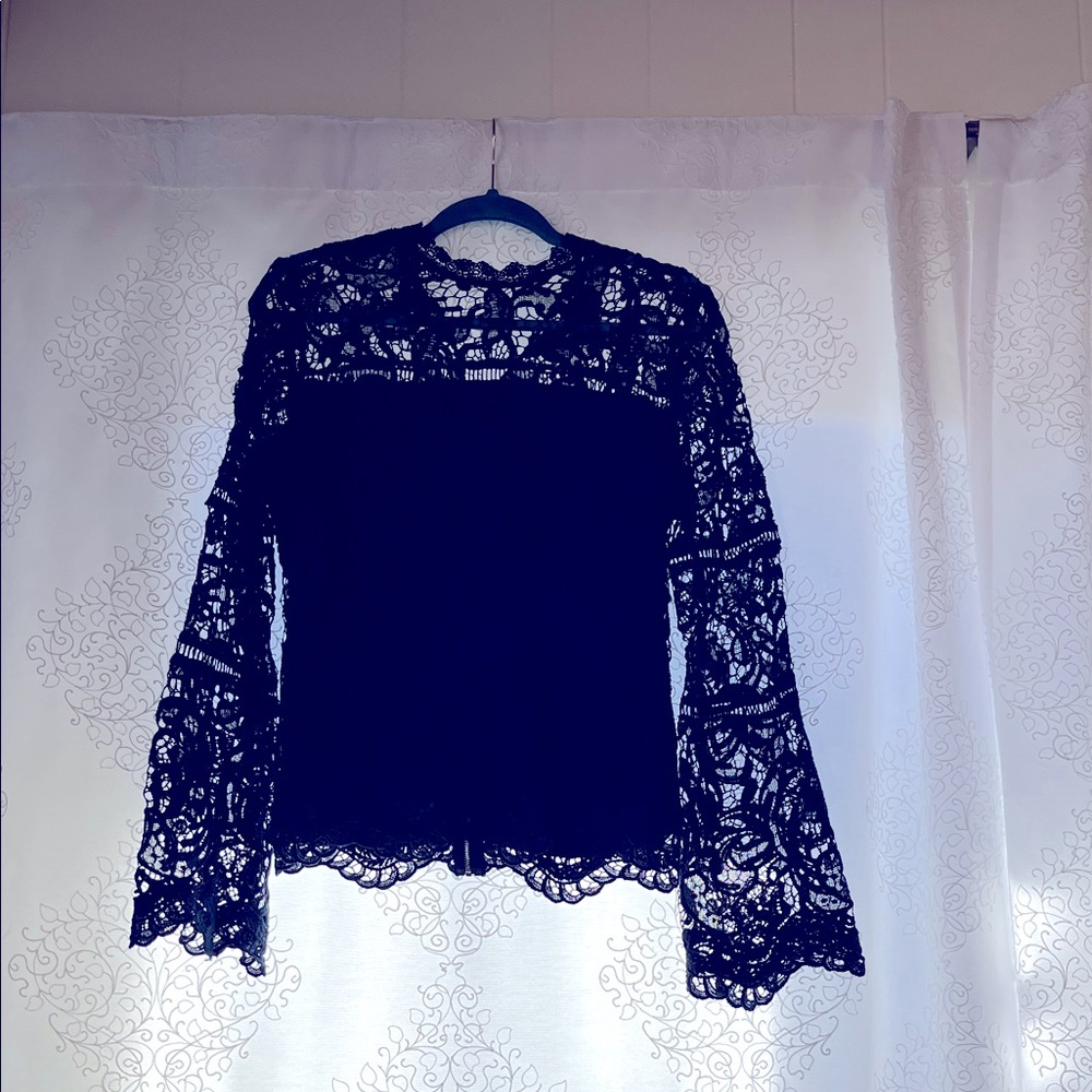 Elegant navy Blue Lace Top